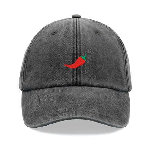 Red Chilli Pepper Baseballkappe Vintage Washed Unisex Dad Hat Verstellbar Vatertag, Schwarz , Einheitsgröße von Cap Base
