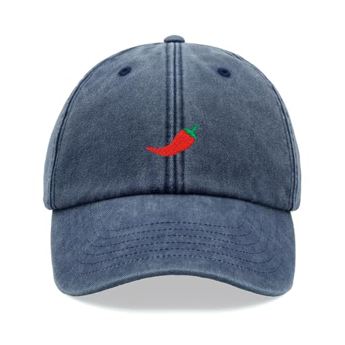 Red Chilli Pepper Baseballkappe Vintage Washed Unisex Dad Hat Verstellbar Vatertag, denim, Einheitsgröße von Cap Base