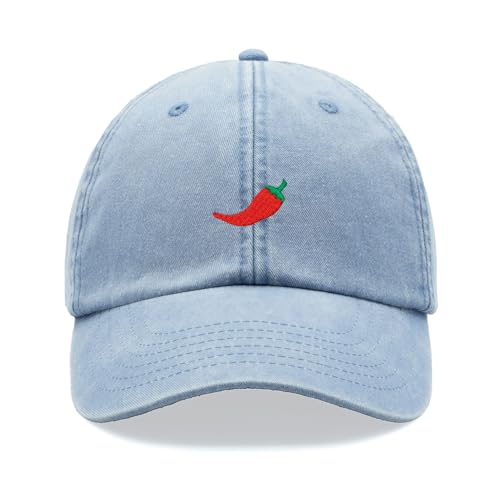Red Chilli Pepper Baseballkappe Vintage Washed Unisex Dad Hat Verstellbar Vatertag, hellblau, Einheitsgröße von Cap Base