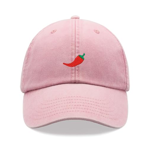 Red Chilli Pepper Baseballkappe Vintage Washed Unisex Dad Hat Verstellbar Vatertag, rose, Einheitsgröße von Cap Base