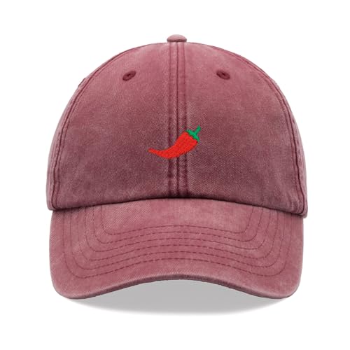 Red Chilli Pepper Baseballkappe Vintage Washed Unisex Dad Hat Verstellbar Vatertag, rot, Einheitsgröße von Cap Base