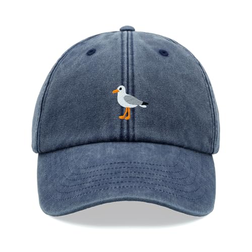 Seagull Baseball Cap Vintage Washed Unisex Dad Hat Adjustable Bird, denim, Einheitsgröße von Cap Base
