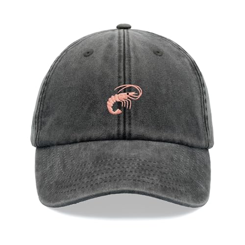Shrimp Baseballkappe Vintage Washed Unisex Dad Hat Verstellbar Angeln, Schwarz , Einheitsgröße von Cap Base