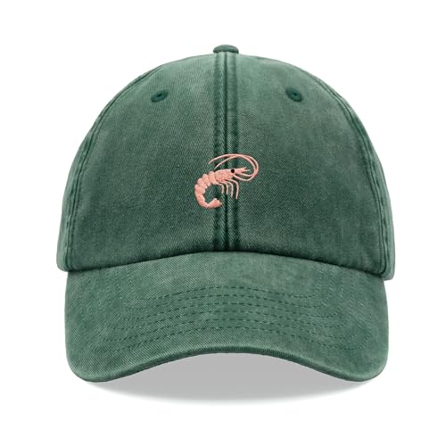 Shrimp Baseballkappe Vintage Washed Unisex Dad Hat Verstellbar Angeln, flaschengrün, Einheitsgröße von Cap Base