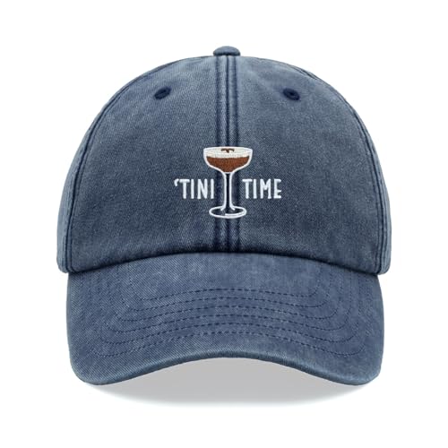 Tini Time Espresso-Baseballkappe, Vintage, gewaschen, Uni, verstellbar, Cocktail, denim, Einheitsgröße von Cap Base