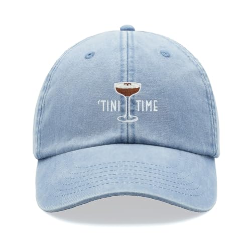Tini Time Espresso-Baseballkappe, Vintage, gewaschen, Uni, verstellbar, Cocktail, hellblau, Einheitsgröße von Cap Base