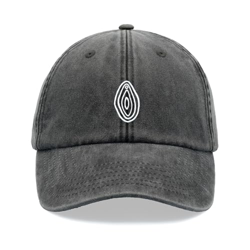 Vagina Baseballkappe mit Cartoon-Motiv, Vintage, gewaschen, Unisex, niedriges Profil, verstellbar, Schwarz , Einheitsgröße von Cap Base