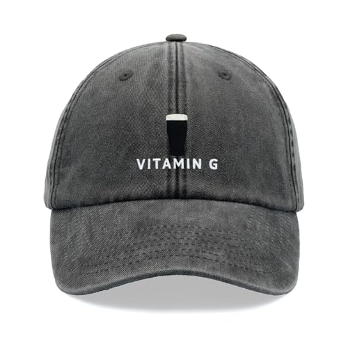 Vitamin G Baseballkappe Vintage Washed Unisex Dad Hat Verstellbar Bier Stout Trinker Pint, Schwarz , Einheitsgröße von Cap Base