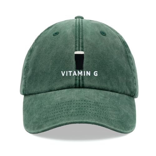 Vitamin G Baseballkappe Vintage Washed Unisex Dad Hat Verstellbar Bier Stout Trinker Pint, flaschengrün, Einheitsgröße von Cap Base