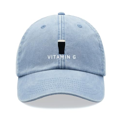 Vitamin G Baseballkappe Vintage Washed Unisex Dad Hat Verstellbar Bier Stout Trinker Pint, hellblau, Einheitsgröße von Cap Base