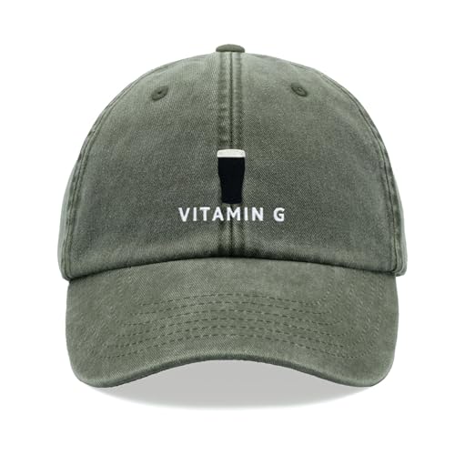 Vitamin G Baseballkappe Vintage Washed Unisex Dad Hat Verstellbar Bier Stout Trinker Pint, olivgrün, Einheitsgröße von Cap Base