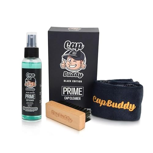 Cap Buddy Cap Cleaner Geschenk Set für Spülmaschine Kappen Reiniger zum Herren Damen Kinder Snapback Trucker Basecap waschen inklusive Spray Bürste und Tuch von Cap Buddy