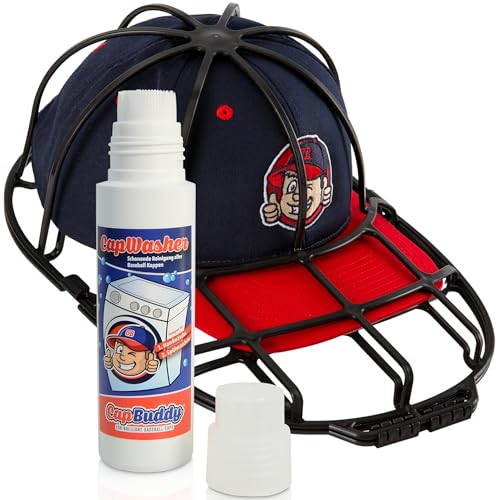 Cap Buddy & Cap Washer das Wunder-Waschmittel mit Bürstenkopf zur Basecap Reinigung in Spülmaschine für alle Herren Golf Kappen wie New Era Flexfit mit gebogenem oder geradem Schirm von Cap Buddy