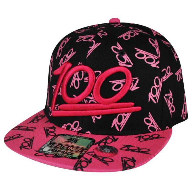 100 Einhundert Emoji Emoticons Text Symbol Hysteresenhut Mütze Rosa All Over von CapStoreOnline