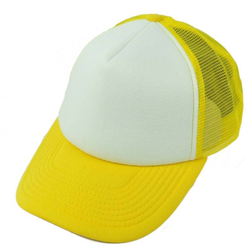 Gelb Weiß Bank Plain Foam Panel Mesh Trucker Snapback Curved Bill Hat Cap von CapStoreOnline