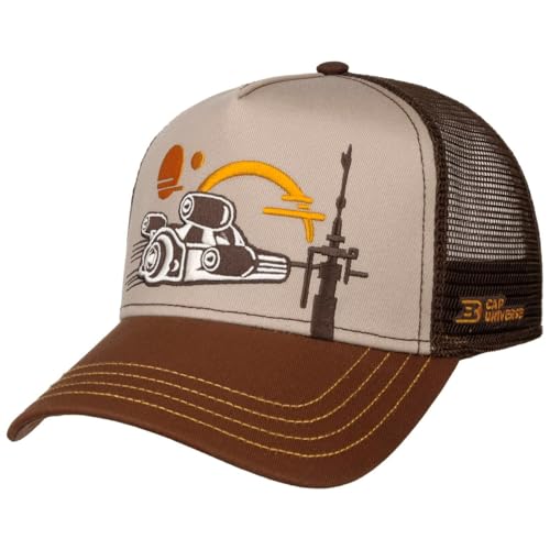 CapUniverse Spaceship Trucker Cap Mehrfarbige Kappe mit Motiv Meshcap größenverstellbar Damen Herren Ganzjährig braun One Size von CapUniverse