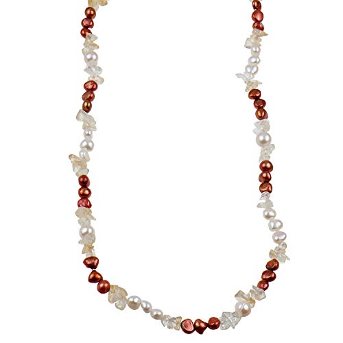 Capali Citrin Süßwasserzuchtperlen Zuchtperlen Endloscollier Damenkette 90cm von Capali