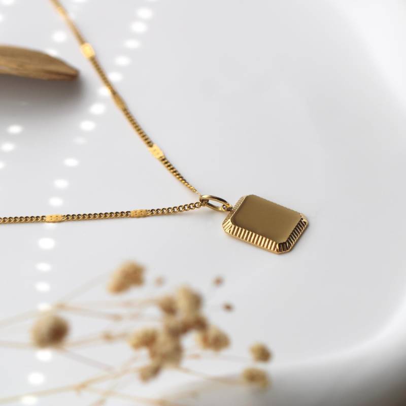 Personalisierte Familienkette Mit Reckigem Anhänger Mutter-Kind Partner Kette Initialien - & Namenskette Wasserfeste von CapaliaSchmuck