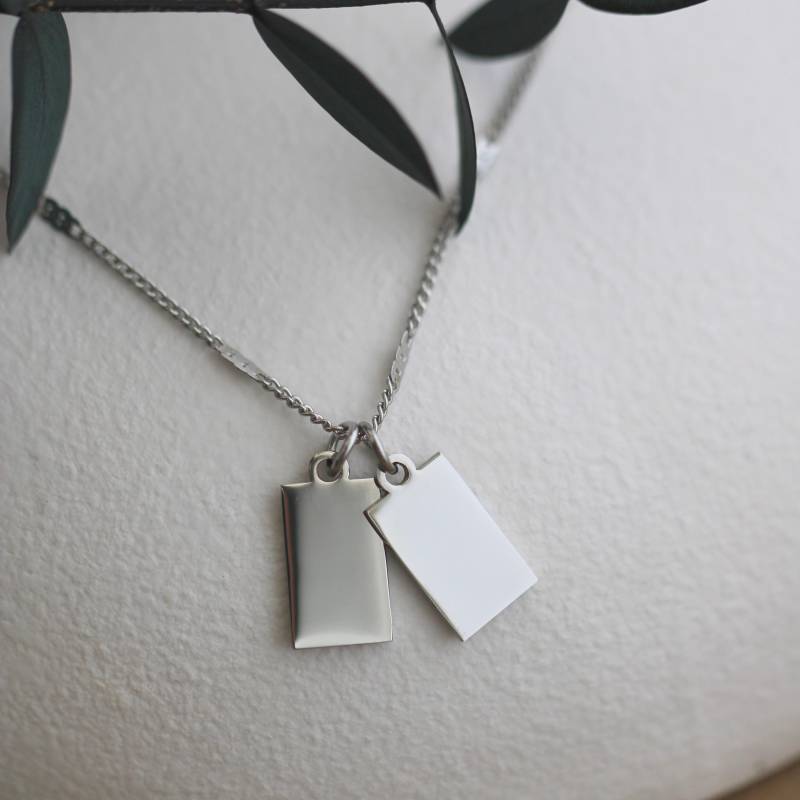 Personalisierte Namenskette Mit Gravur Rechteck-Anhänger Familienkette Mutter-Kind Kette Partnerkette Wasserfest & Edelstahl von CapaliaSchmuck