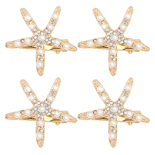 Capaneus 4 Stück Seestern Haarspangen, Meerjungfrau Haarschmuck, Meerjungfrau Kostüm Damen Accessoires, 1 stück (1er Pack), für Erwachsene Frauen von Capaneus