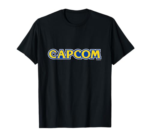 Capcom Herren T-Shirt Schwarz Cartoon Logo Crew Neck Kurzarm S EU Klein von Capcom