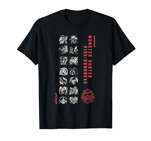 Capcom MONSTER HUNTER RISE：SUNBREAK Herren Klassisches Gaming T-Shirt Schwarz Cartoon Halbarm Small EU S von CAPCOM Official Merchandise