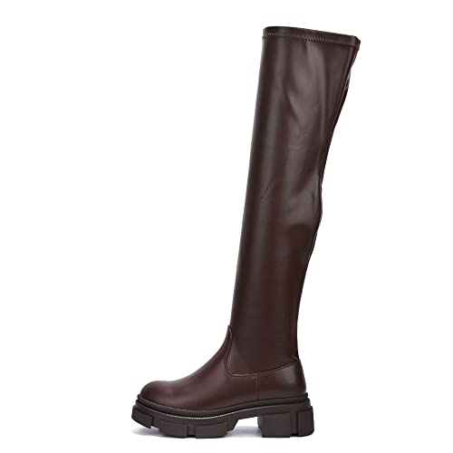 Cape Robbin Campi Overknee-Stiefel – klobiger Blockabsatz Oberschenkelhohe Stiefel für Damen – modische lange Stiefel für Damen, Schokolade, 39 EU von Cape Robbin