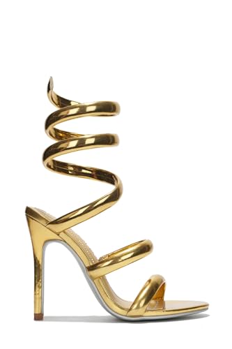 Cape Robbin Damen Open Toe Spiral Wrap Up Riemchen High Heels Sandalen, Gold, Gold, 35.5 EU von Cape Robbin