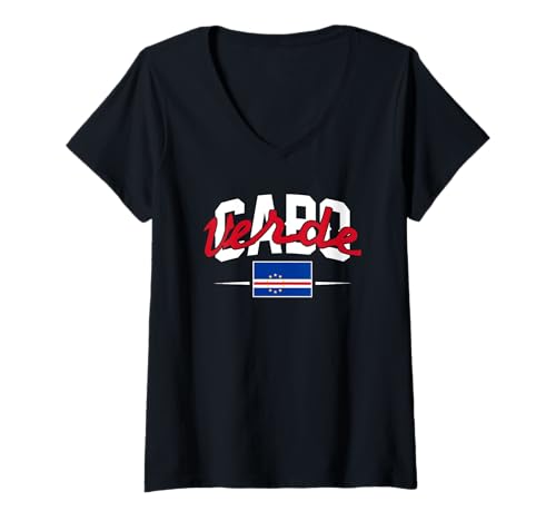 Damen Love Cabo Cape Verde With Cape Verde Flag Independence Day T-Shirt mit V-Ausschnitt Damen Love Cabo Cape Verde With Cape Verde Flag Independence Day T-Shirt mit V-Ausschnitt von Cape Verde Teez