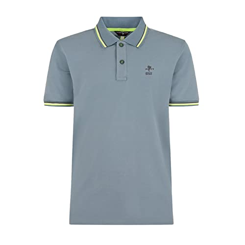 cape horn Herren-Poloshirt aus elastischem Piqué mit Stickerei mit Rinealen an Kragen und Ärmeln, Kragen aus Rippstrick, seitliche Schlitze. Art.41050 Aconcagua, 440 Blau, XL von Capehorn