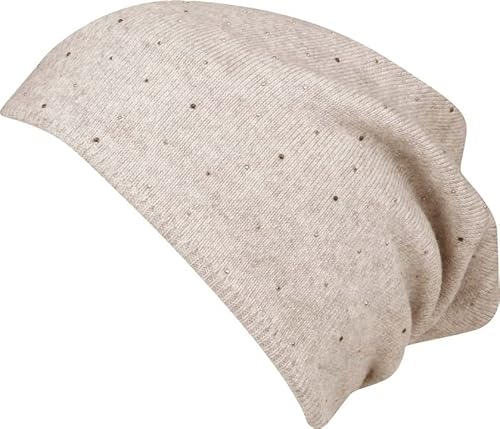 Capelli New York Damen Beanie mit Glitzersteinen - Beige von Capelli New York