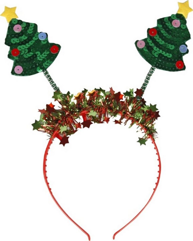 Capelli New York Haarreif Weihnachtsbaum-Haarreif in Rot, Weihnachtsbaum, Pailietten, Lametta von Capelli New York