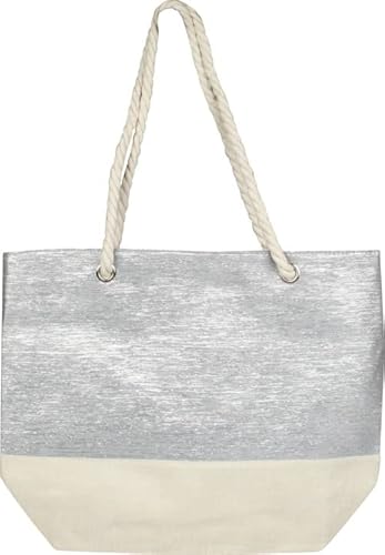 Capelli New York Strandtasche Beach Bag Tasche Schultertasche Farbe: Silver Combo von Capelli New York
