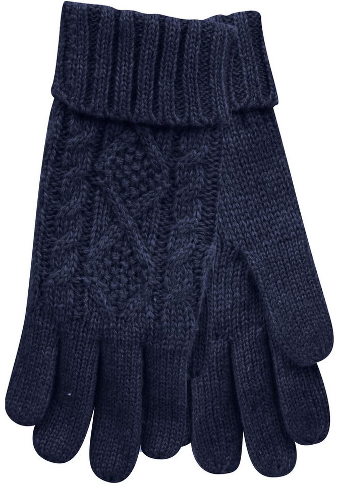 Capelli New York Strickhandschuhe (1 Paar) elegantes Zopfstrickmuster, Umschlag am Bündchen, Wollanteil von Capelli New York