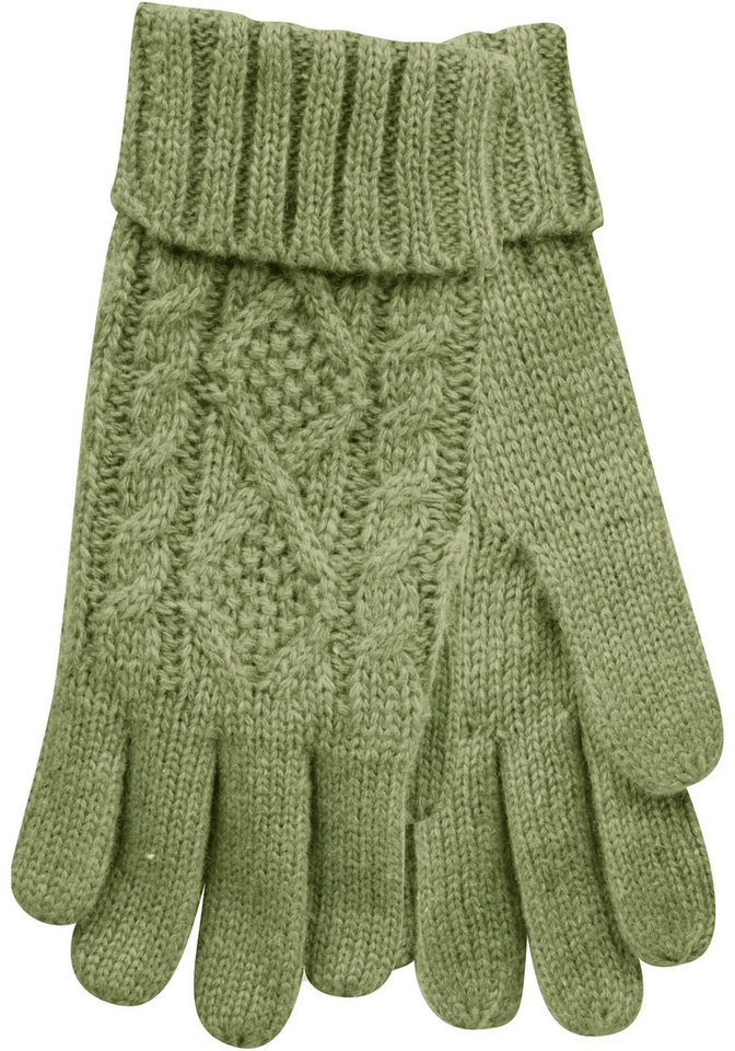 Capelli New York Strickhandschuhe (1 Paar) elegantes Zopfstrickmuster, Umschlag am Bündchen, Wollanteil von Capelli New York