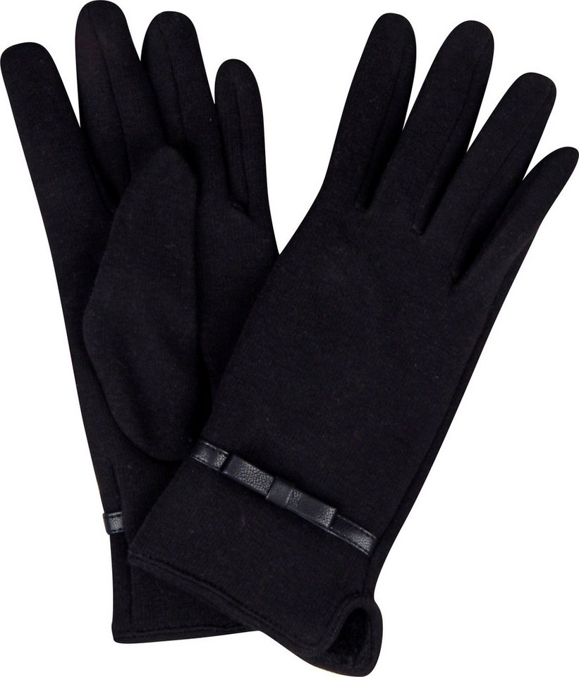 Capelli New York Strickhandschuhe (1 Paar) mit Zierschleife, Metall-Logo, Feinstrick von Capelli New York