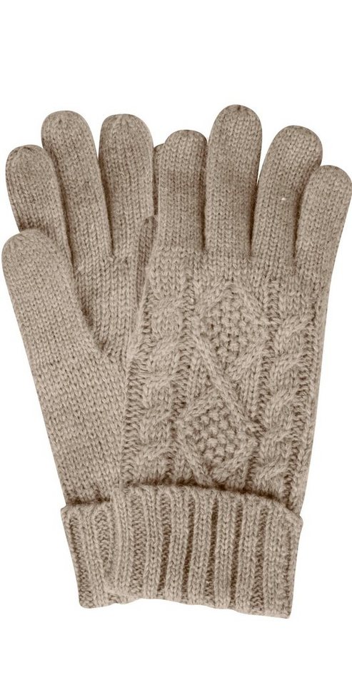 Capelli New York Strickhandschuhe (1 Paar) elegantes Zopfstrickmuster, Umschlag am Bündchen, Wollanteil von Capelli New York