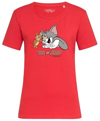 Capelli New York - Tom & Jerry Friendship - Damen T-Shirt XL - Rot von Capelli New York