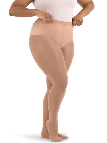 Capezio Damen Hold & Stretch Plus Strumpfhose mit Fuß - Braun - 3X von Capezio