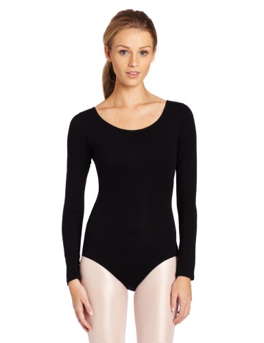 Capezio Damen Klassischer Langarm Baumwolle Trikot, Black, XL von Capezio