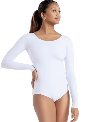 Capezio Damen Team Basic Langarm-Trikot Gymnastikanzug, Weiss/opulenter Garten, XS von Capezio