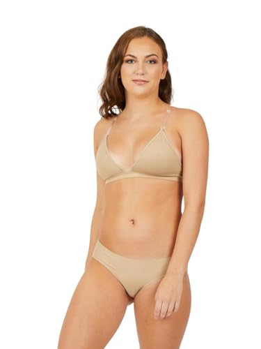 Capezio Damen tiefem Ausschnitt und transparentem Rücken Sport-BH, Hautfarben, X-Small von Capezio