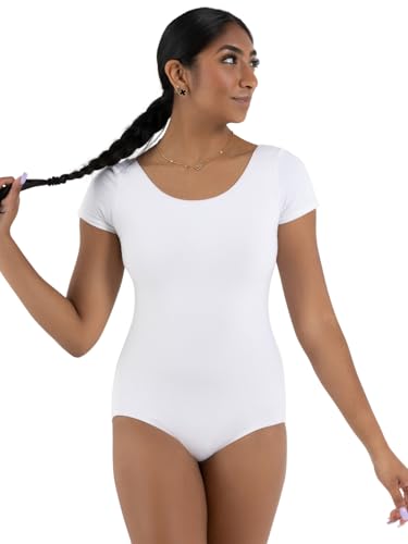 Capezio Damen Klassischer Kurzarm-Trikot Gymnastikanzug, Weiss/opulenter Garten, XL von Capezio