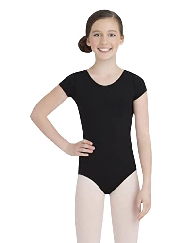 Capezio Mädchen Kurzärmeliger U-Ausschnitt Turnanzug, Schwarz, M von Capezio