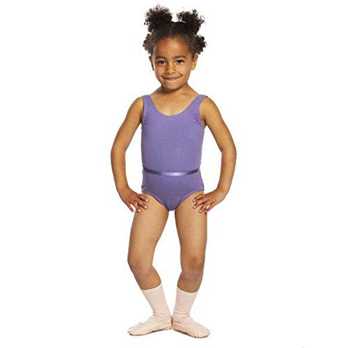 Capezio Mädchen Tanktrikot für Kinder mit Gürtel Gymnastikanzug, Dark Lavender, Alter 4-6 von Capezio