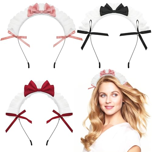 Damen-Stirnband, Lolita-Stirnband, Anime-Cosplay-Kopfbedeckung, Spitzenschleife, Haarband, modische Haarbänder, niedliches Haarband, Party-Haarschmuck, 3 Stück Damen-Stirnband, Lolita-Stirnband, Anime-Cosplay-Kopfbedeckung, Spitzenschleife, Haarband, modische Haarbänder, niedliches Haarband, Party-Haarschmuck, 3 Stück von Capiant