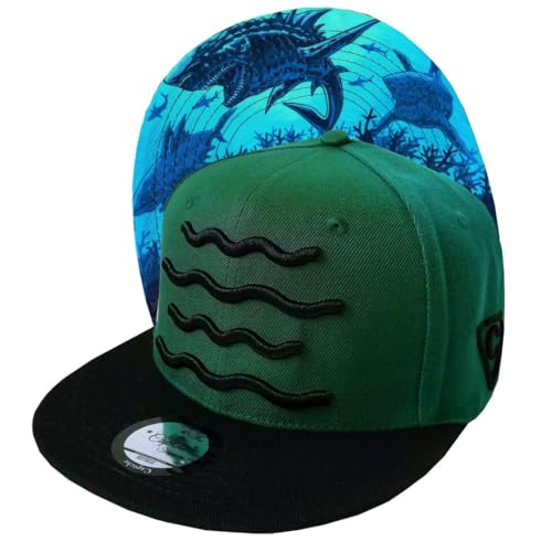 Capiche [99+ VARIATIONEN] Snapback Cap - Kappe - Baseball - Mütze - Herren - Dunkelgrün - Hai - Ozean - Meer - Wasser - Tier - [DEEP SEA] The Shark von Capiche