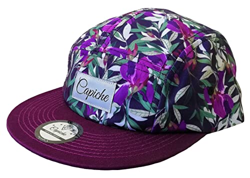 Capiche [99+ Designs] 5-Panel Cap, Purple Violet, Lila Veilchen, Florale Kunst, Naturdesign, Blumen, Skater Hut, Verstellbare Kappe, Lila, Blumenmuster, Abschluss Hut von Capiche