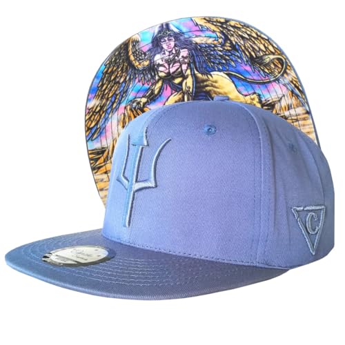 Capiche [99+ VARIATIONEN] Snapback Cap - Kappe - Baseball - Mütze - Herren - Hellblau - Griechisches mythologisches Wesen - Löwe - Flügel - [Ancient Greek] Sphinx von Capiche