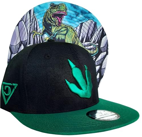 Capiche [99+ Designs] Kinder Baseballkappe, T-Rex Child, Kinder Cap, Zilla, Cappy Jungen, Dino Basecap, Trainingsanzug Kinder, Schwarzer & Grüner Dinosaurier Jurassic Kinderhut, Coole Hüte von Capiche